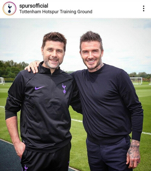 포체티노 감독과 베컴[토트넘 인스타그램 캡처]